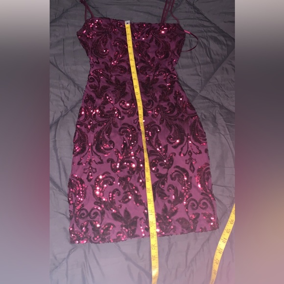 “Marie Cowl Neck Sequin Mini Dress” - Picture 8 of 12